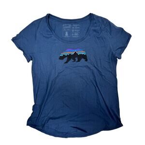 Patagonia Women's Fitz Roy Bear Organic Scoop T-Shirt Size XL Stone Blue